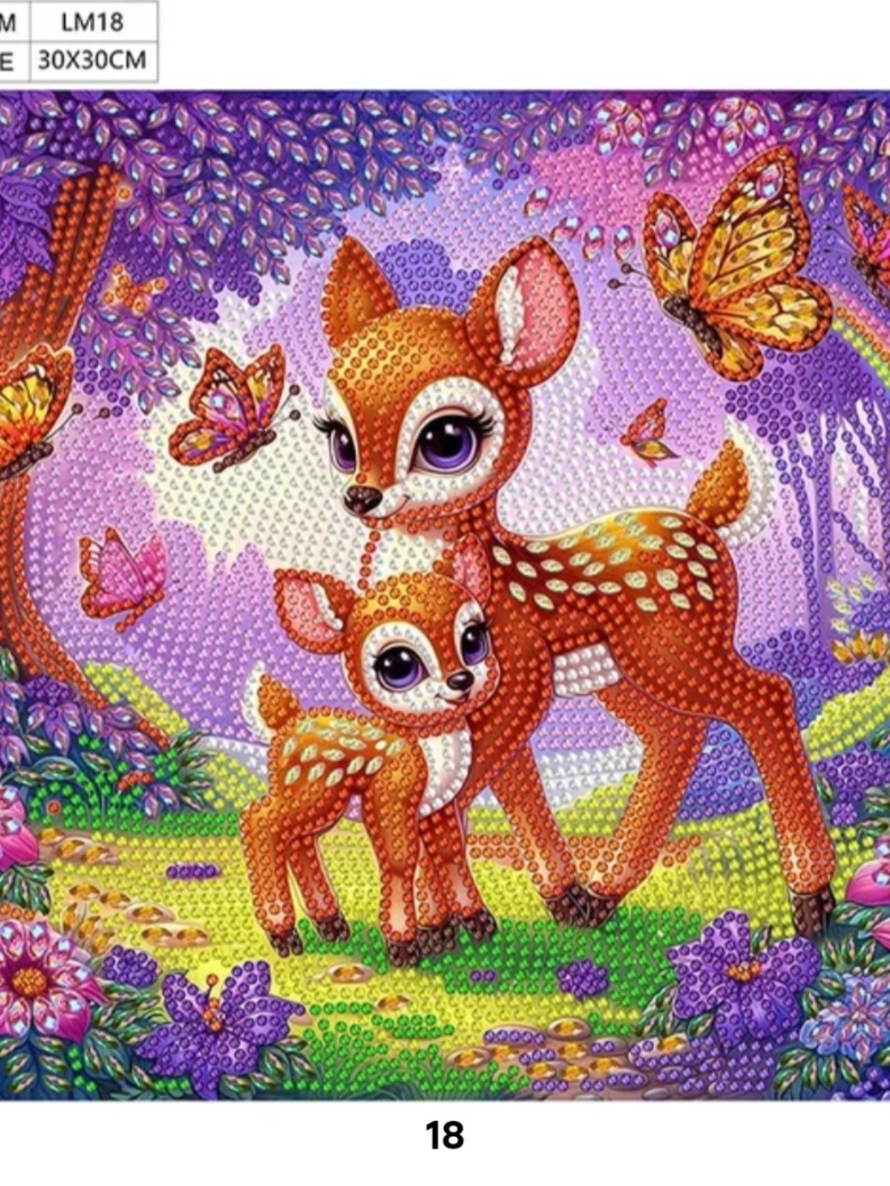 Cute Deer Family Diamond Art Wall Panel kit  - Vibrant Orange and Purple